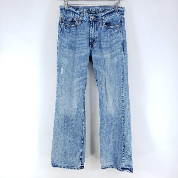 American Eagle Low Rise Boot Jeans Men's Size 26/28 Light Wash - Picture 1 of 7